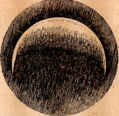 Рис. 62. Удлинение рогов серпа Венеры благодаря преломлению света в ее атмосфере.